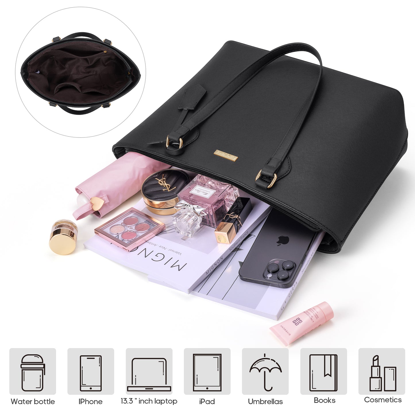 Bagsure Women Handbags Fashion Tote Shoulder Bags Casual Crossbody Bags for Women Satchel Purse Set 4pcs
