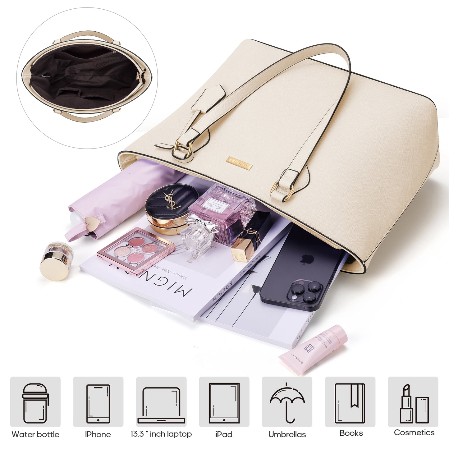 Bagsure Women Handbags Fashion Tote Shoulder Bags Casual Crossbody Bags for Women Satchel Purse Set 4pcs