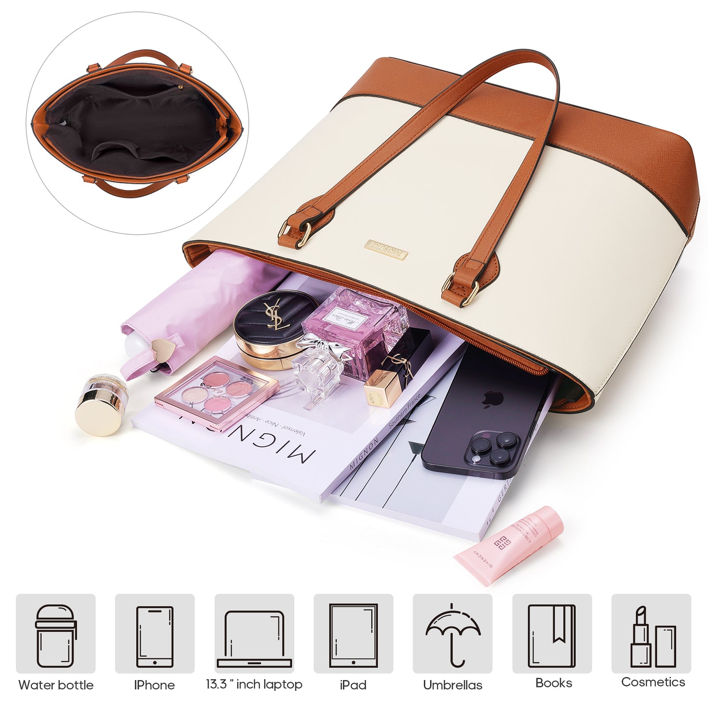 Bagsure Women Handbags Fashion Tote Shoulder Bags Casual Crossbody Bags for Women Satchel Purse Set 4pcs