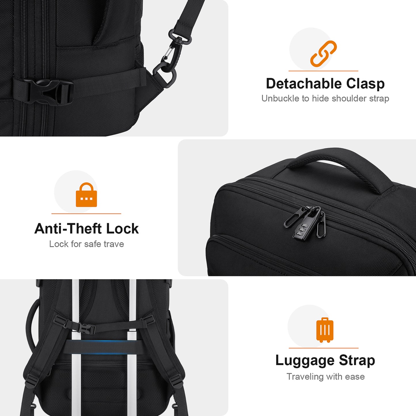 Bagsure Travel Backpack for Men & Women Carry On Backpack Flight Approved Expandable 42L Waterproof Anti-Theft Personal Item Backpack