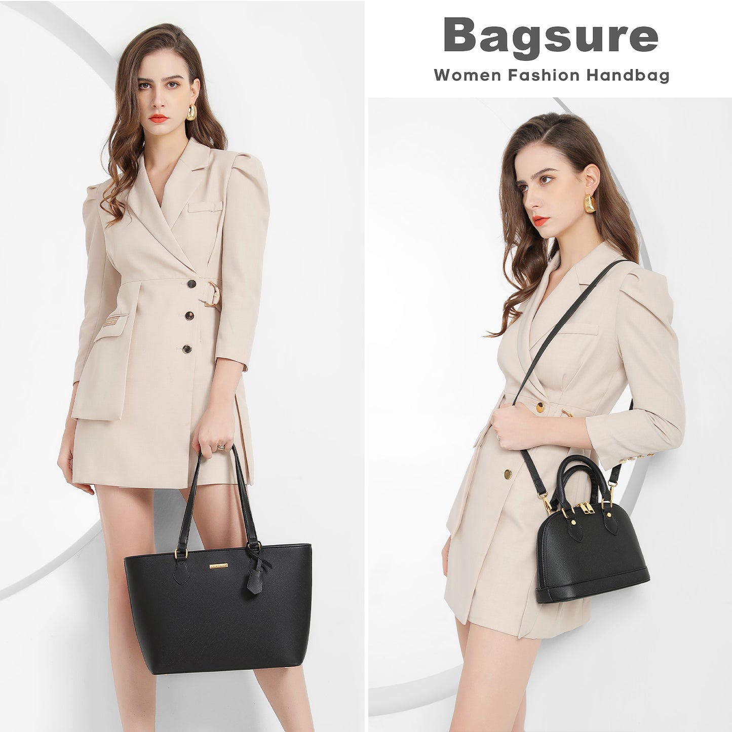 Bagsure Women Handbags Fashion Tote Shoulder Bags Casual Crossbody Bags for Women Satchel Purse Set 4pcs