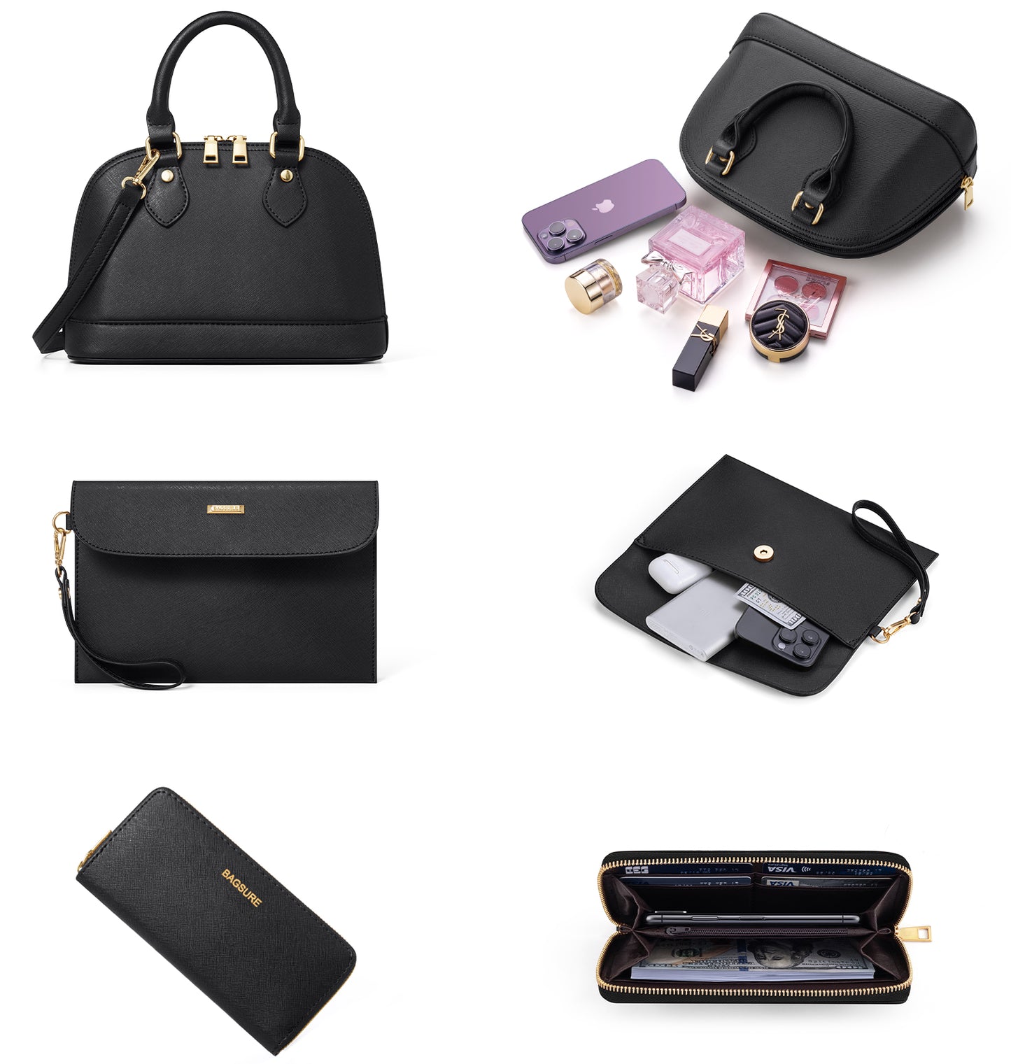 Bagsure Women Handbags Fashion Tote Shoulder Bags Casual Crossbody Bags for Women Satchel Purse Set 4pcs