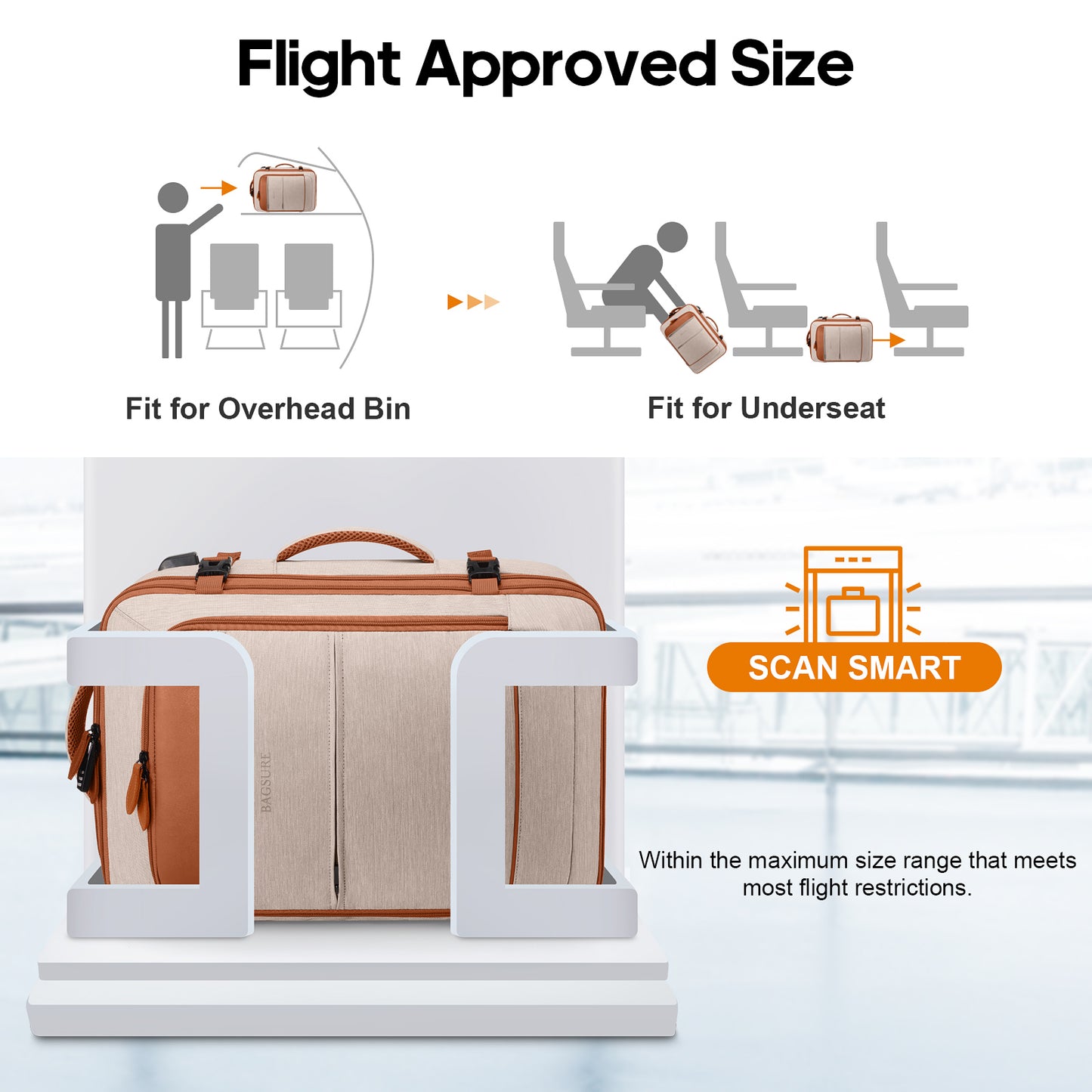 Bagsure Travel Backpack for Men & Women Carry On Backpack Flight Approved Expandable 42L Waterproof Anti-Theft Personal Item Backpack with Packing Cubes and Shoe Pocket