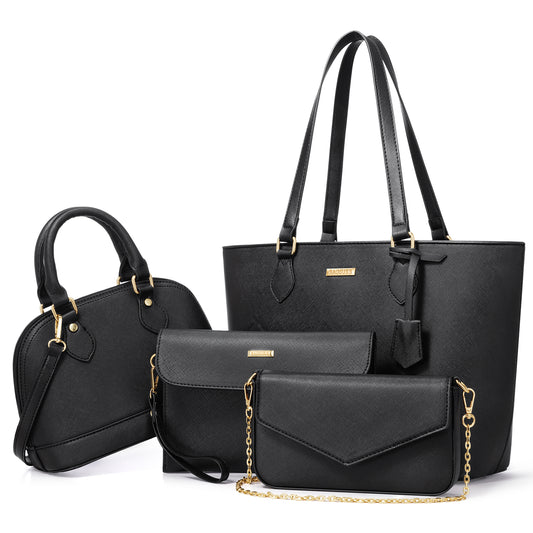 Bagsure Women Handbags Fashion Tote Shoulder Bags Casual Crossbody Bags for Women Handbag Set 4pcs