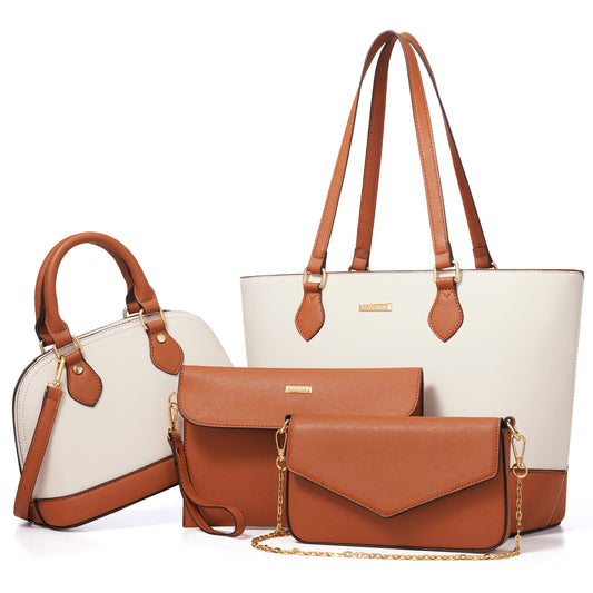 Bagsure Women Handbags Fashion Tote Shoulder Bags Casual Crossbody Bags for Women Handbag Set 4pcs