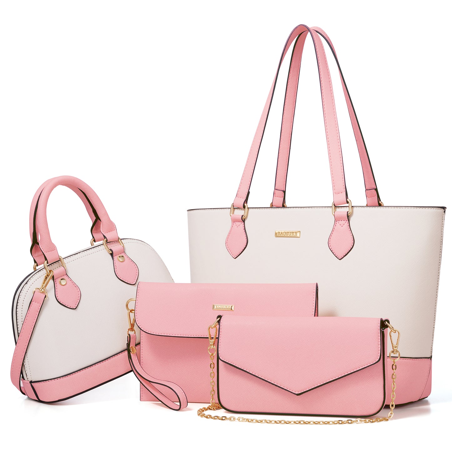 Bagsure Women Handbags Fashion Tote Shoulder Bags Casual Crossbody Bags for Women Handbag Set 4pcs