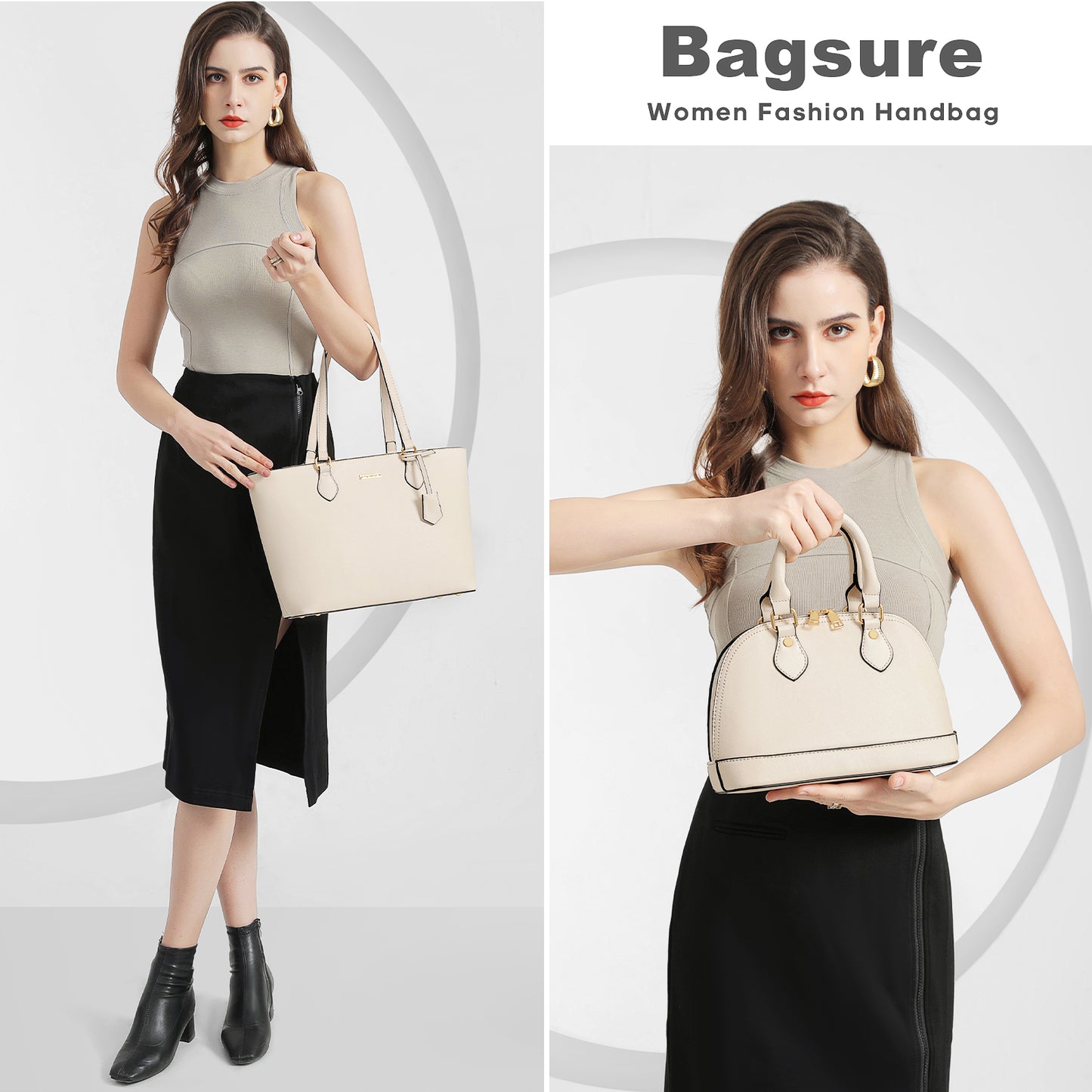 Bagsure Women Handbags Fashion Tote Shoulder Bags Casual Crossbody Bags for Women Satchel Purse Set 4pcs