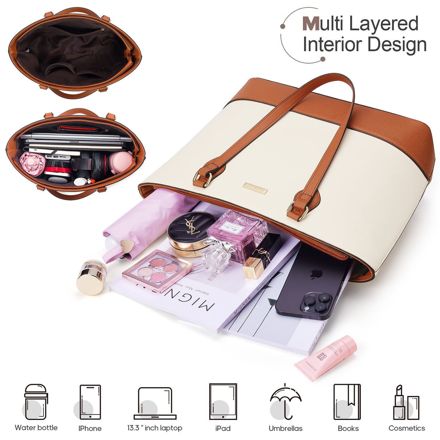 Bagsure Women Handbags Fashion Tote Shoulder Bags Casual Crossbody Bags for Women Handbag Set 4pcs