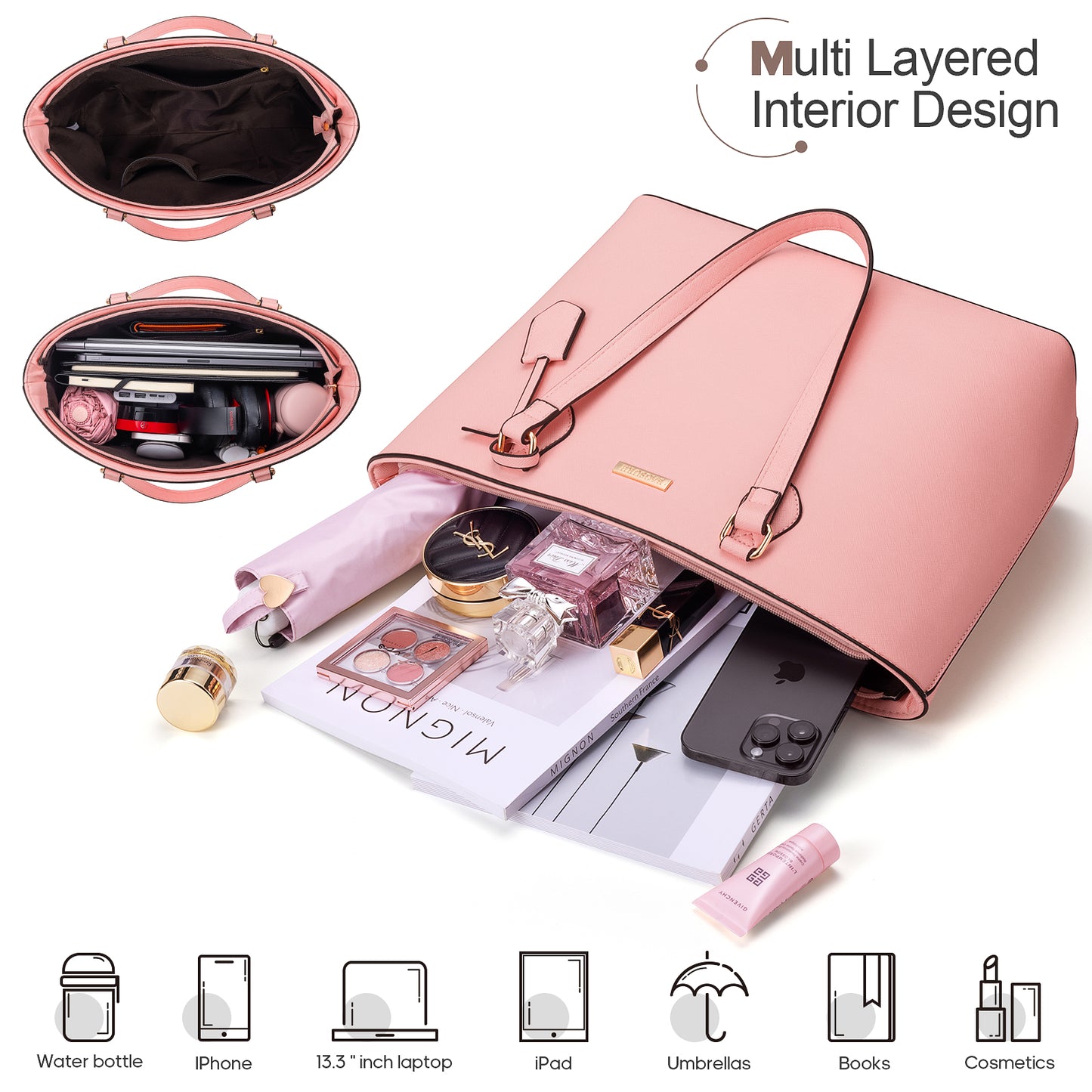 Bagsure Women Handbags Fashion Tote Shoulder Bags Casual Crossbody Bags for Women Handbag Set 4pcs