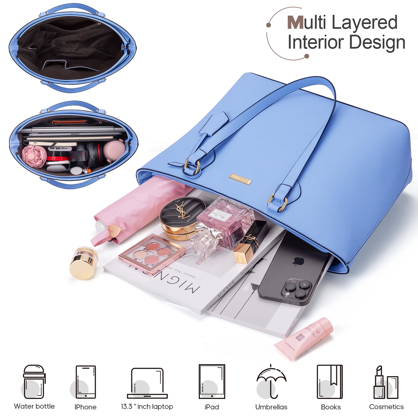 Bagsure Women Handbags Fashion Tote Shoulder Bags Casual Crossbody Bags for Women Handbag Set 4pcs