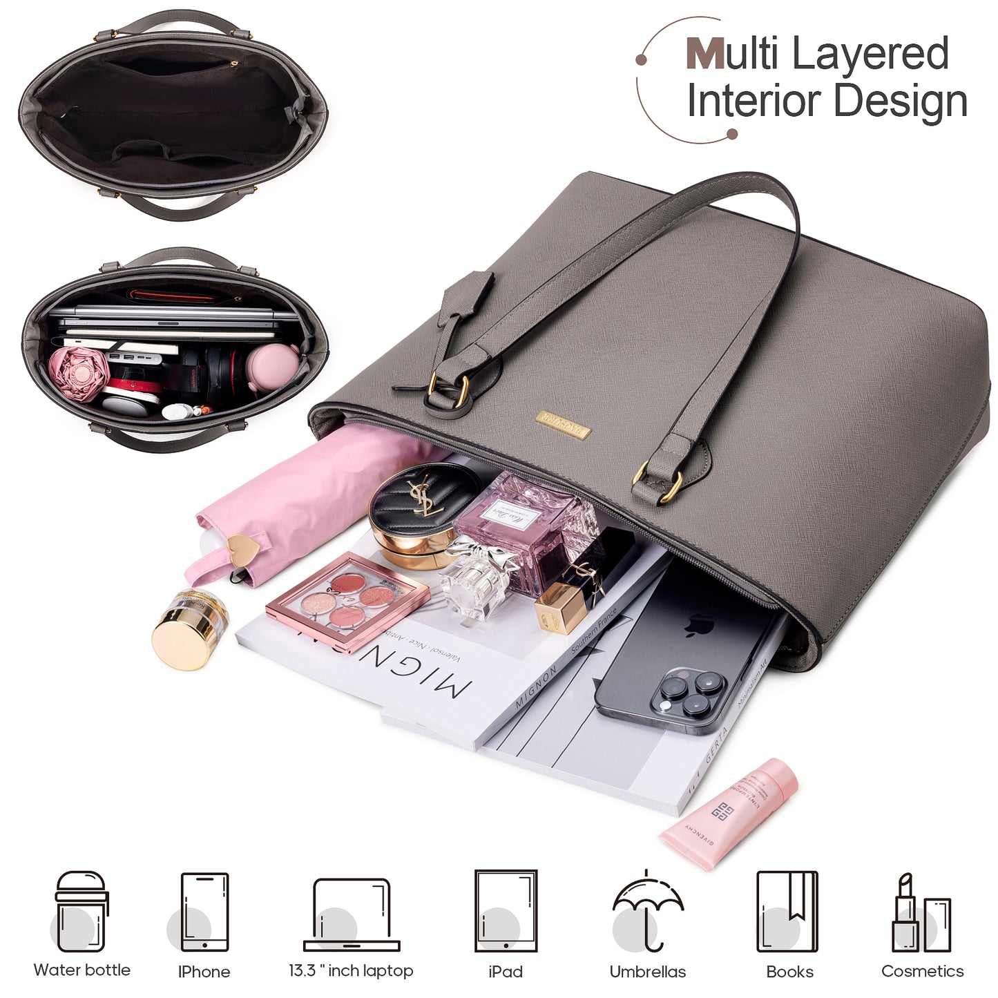 Bagsure Women Handbags Fashion Tote Shoulder Bags Casual Crossbody Bags for Women Handbag Set 4pcs