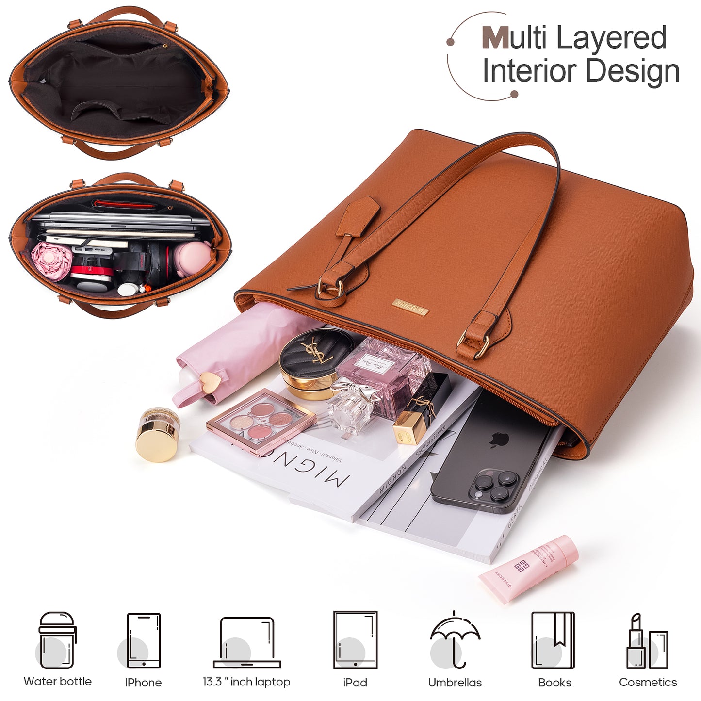 Bagsure Women Handbags Fashion Tote Shoulder Bags Casual Crossbody Bags for Women Handbag Set 4pcs