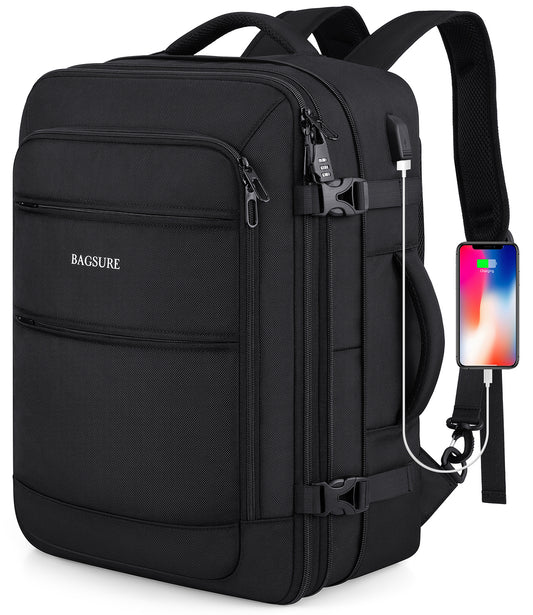 Bagsure Travel Backpack for Men & Women Carry On Backpack Flight Approved Expandable 42L Waterproof Anti-Theft Personal Item Backpack