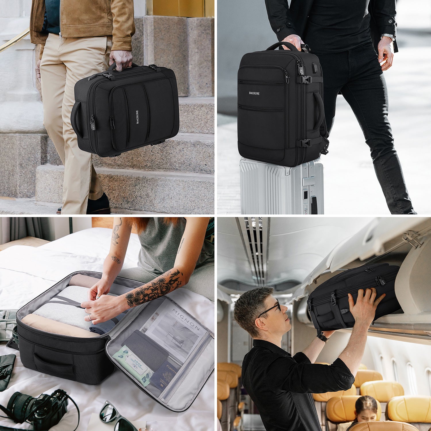 bagsure travel laptop backpack Bagsure Travel Backpack for Men & Women Carry On Backpack Flight Appro – BAGSURE