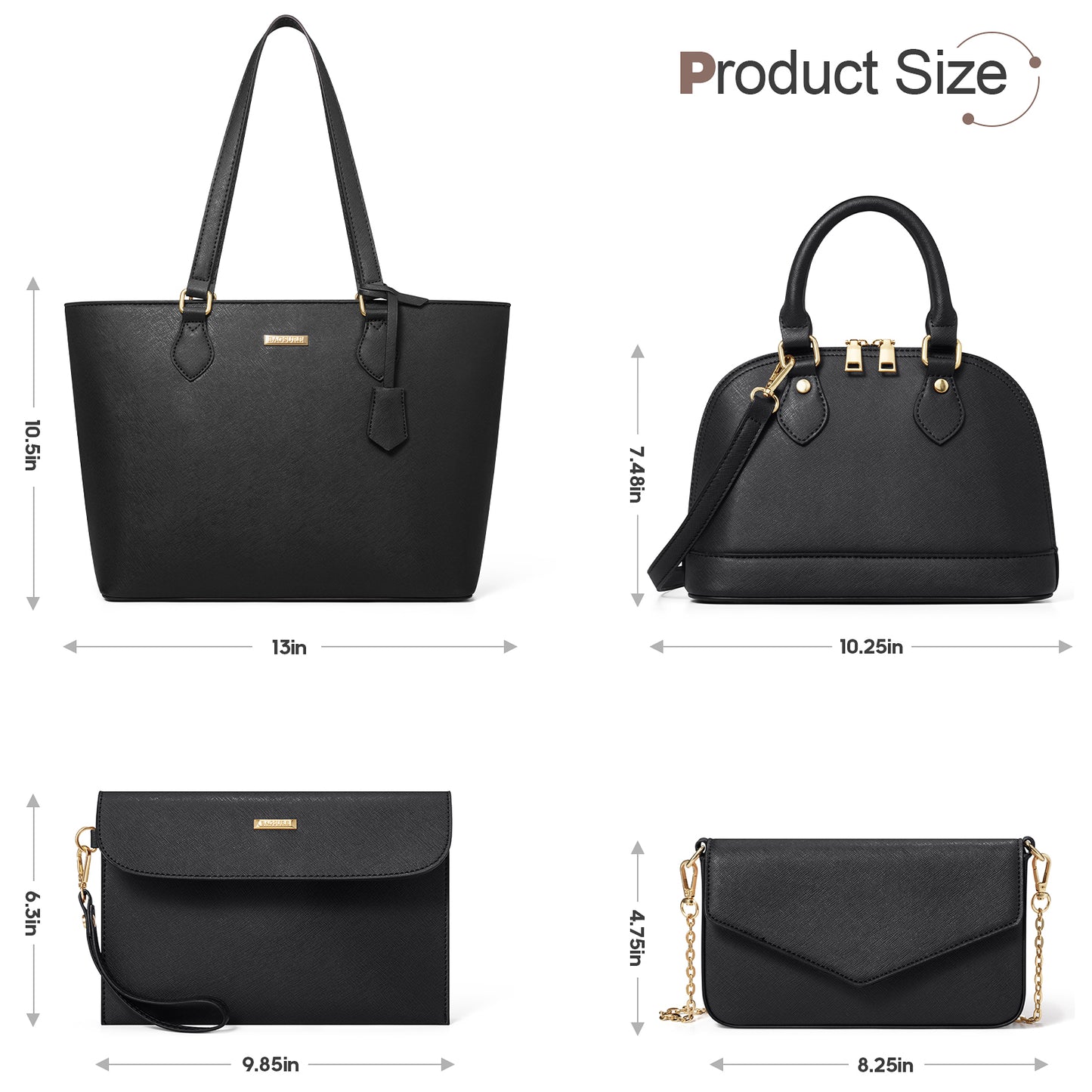 Bagsure Women Handbags Fashion Tote Shoulder Bags Casual Crossbody Bags for Women Handbag Set 4pcs