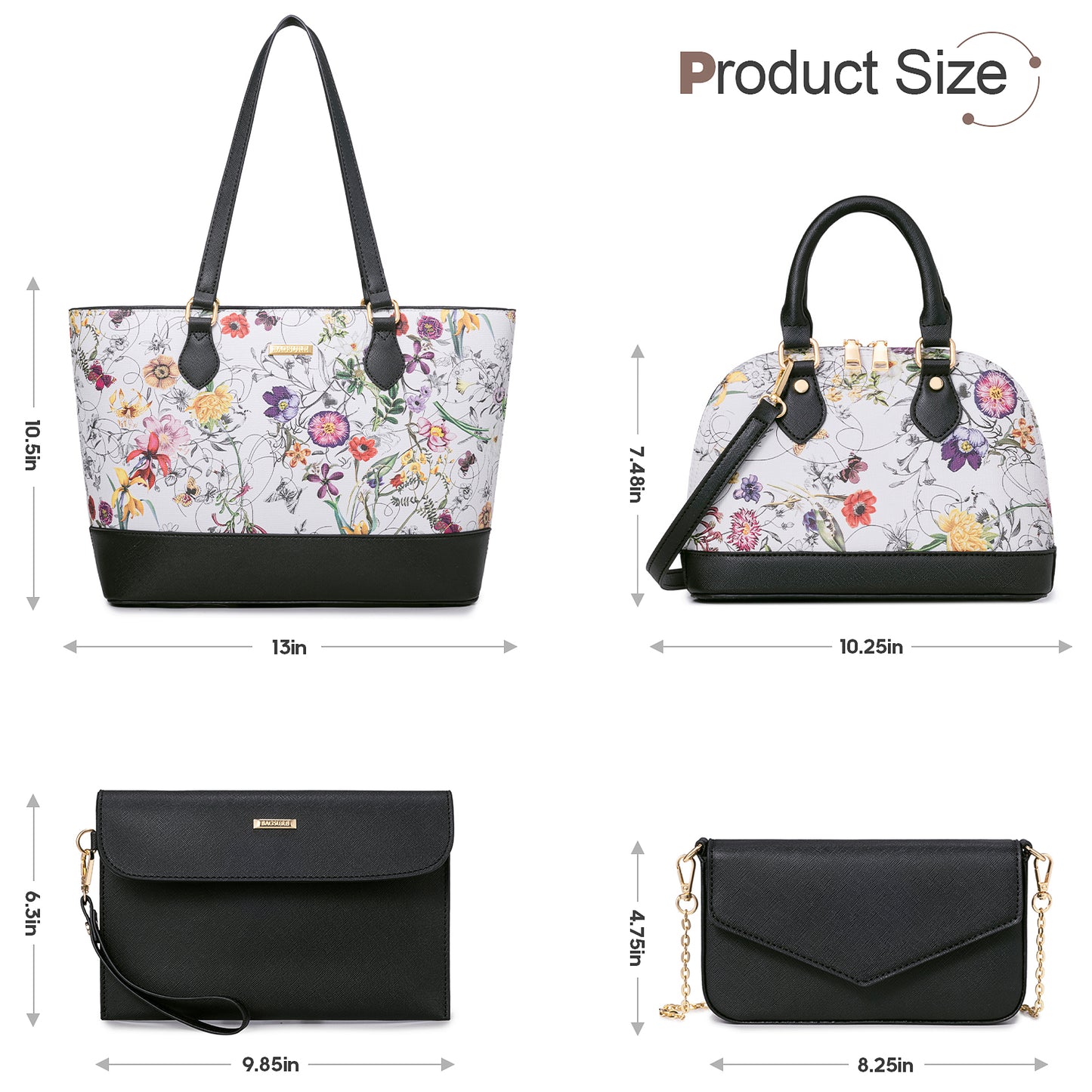 Bagsure Women Handbags Fashion Tote Shoulder Bags Casual Crossbody Bags for Women Handbag Set 4pcs