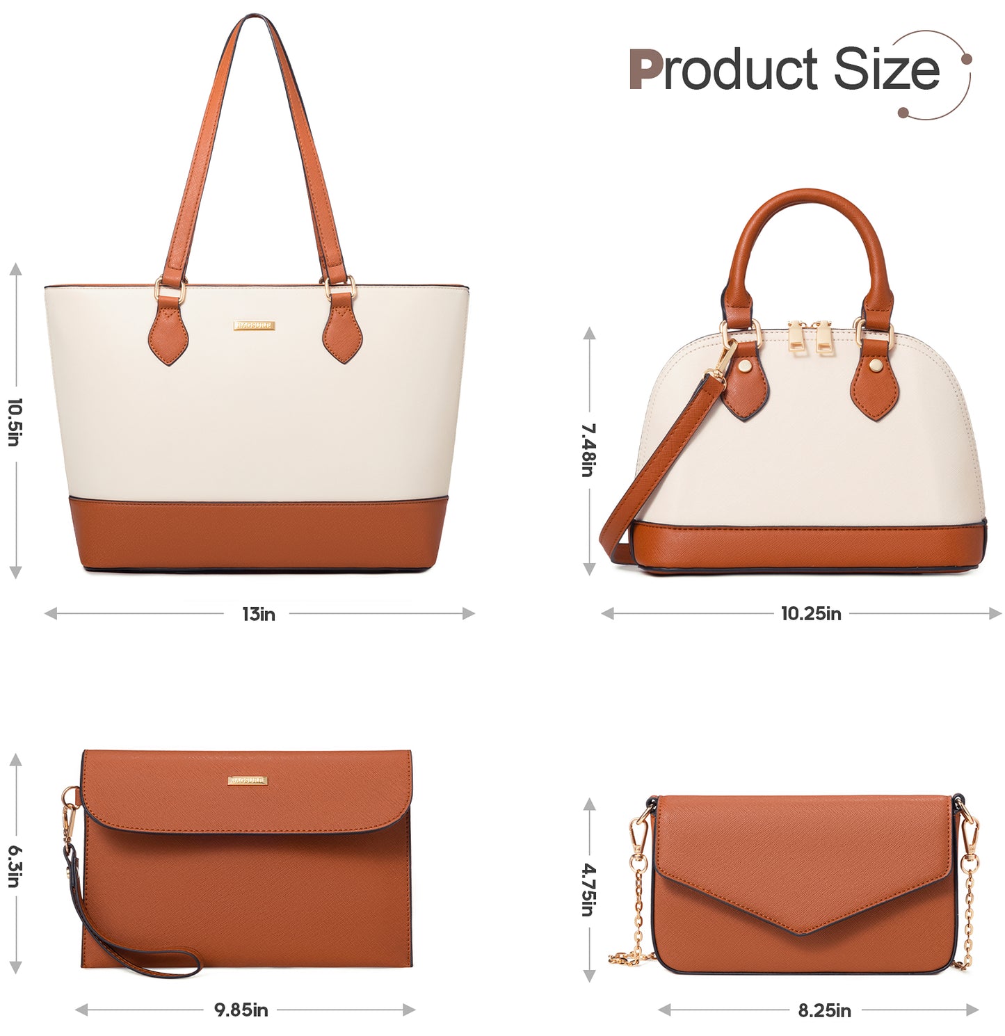 Bagsure Women Handbags Fashion Tote Shoulder Bags Casual Crossbody Bags for Women Handbag Set 4pcs
