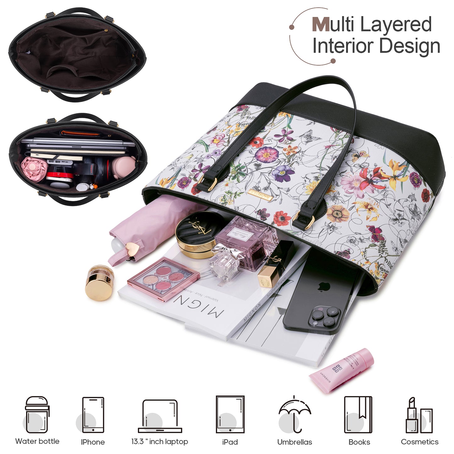 Bagsure Women Handbags Fashion Tote Shoulder Bags Casual Crossbody Bags for Women Handbag Set 4pcs