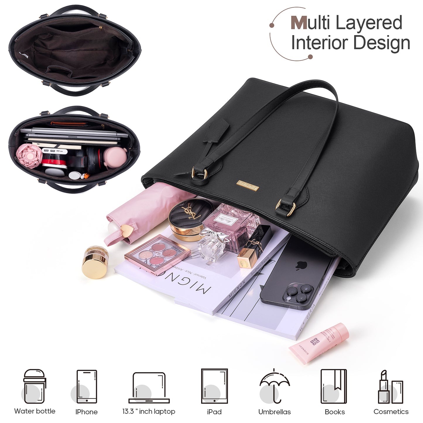 Bagsure Women Handbags Fashion Tote Shoulder Bags Casual Crossbody Bags for Women Handbag Set 4pcs