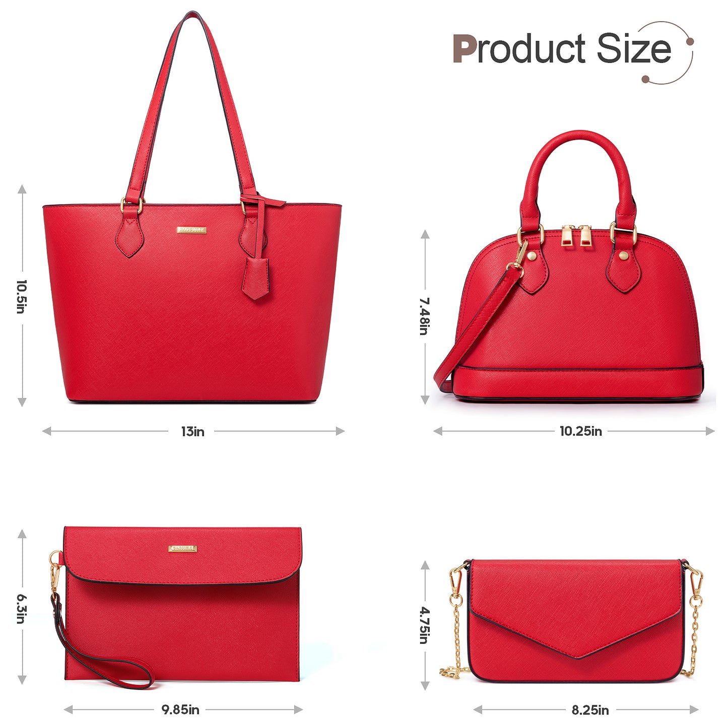 Bagsure Women Handbags Fashion Tote Shoulder Bags Casual Crossbody Bags for Women Handbag Set 4pcs