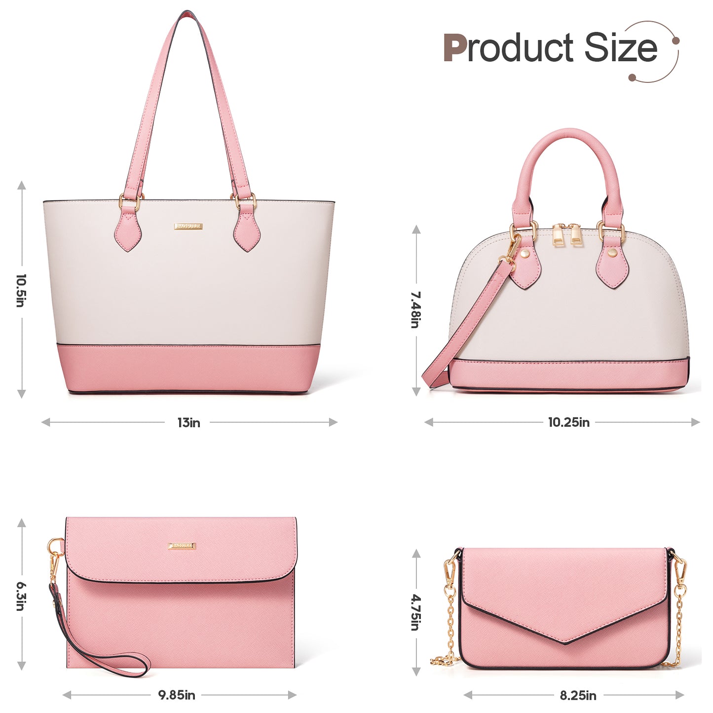 Bagsure Women Handbags Fashion Tote Shoulder Bags Casual Crossbody Bags for Women Handbag Set 4pcs