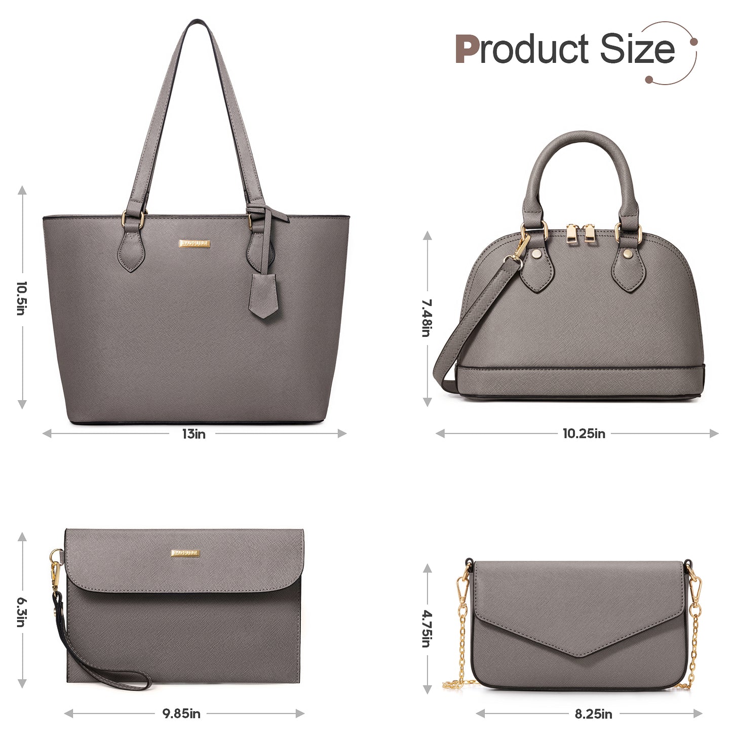 Bagsure Women Handbags Fashion Tote Shoulder Bags Casual Crossbody Bags for Women Handbag Set 4pcs