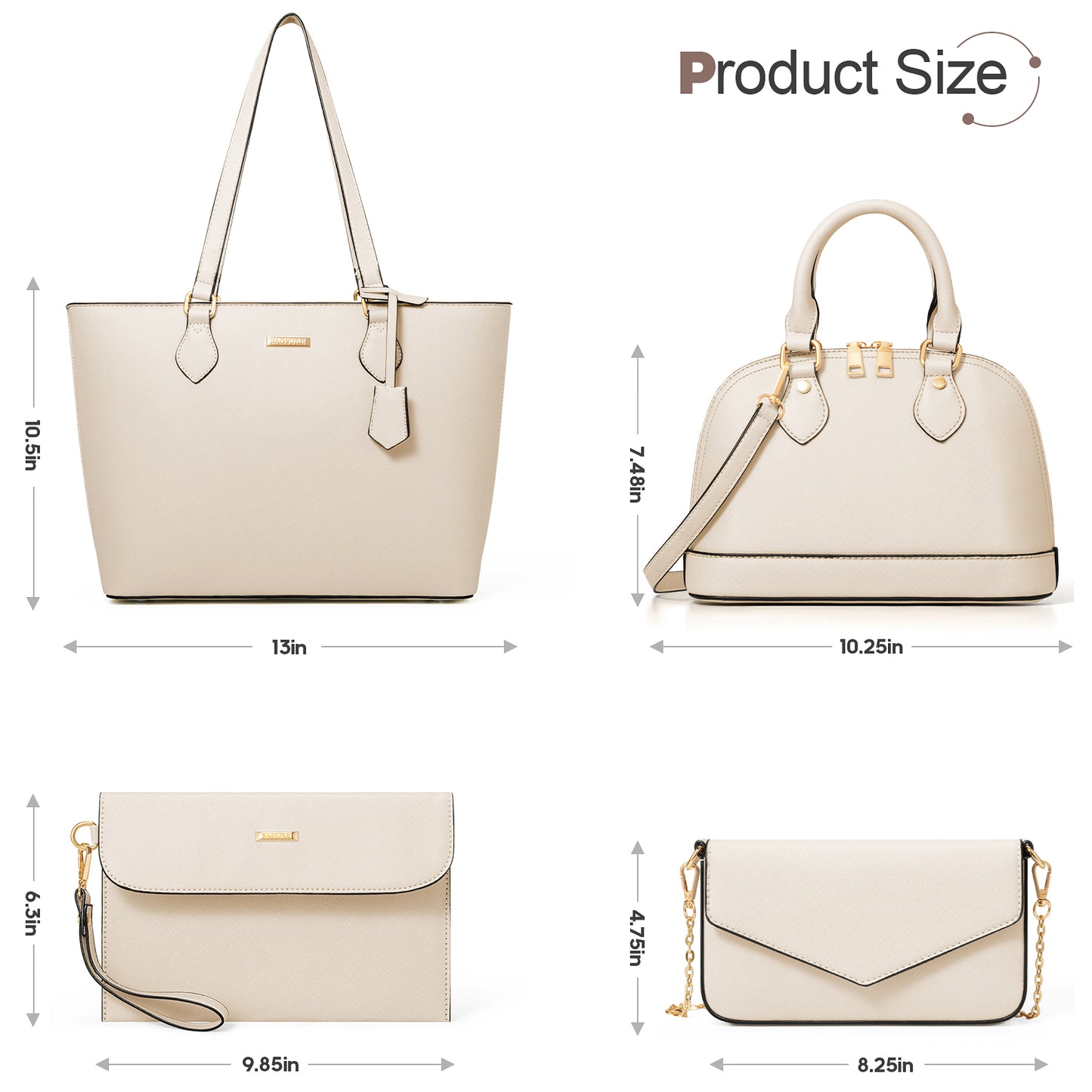 Bagsure Women Handbags Fashion Tote Shoulder Bags Casual Crossbody Bags for Women Handbag Set 4pcs