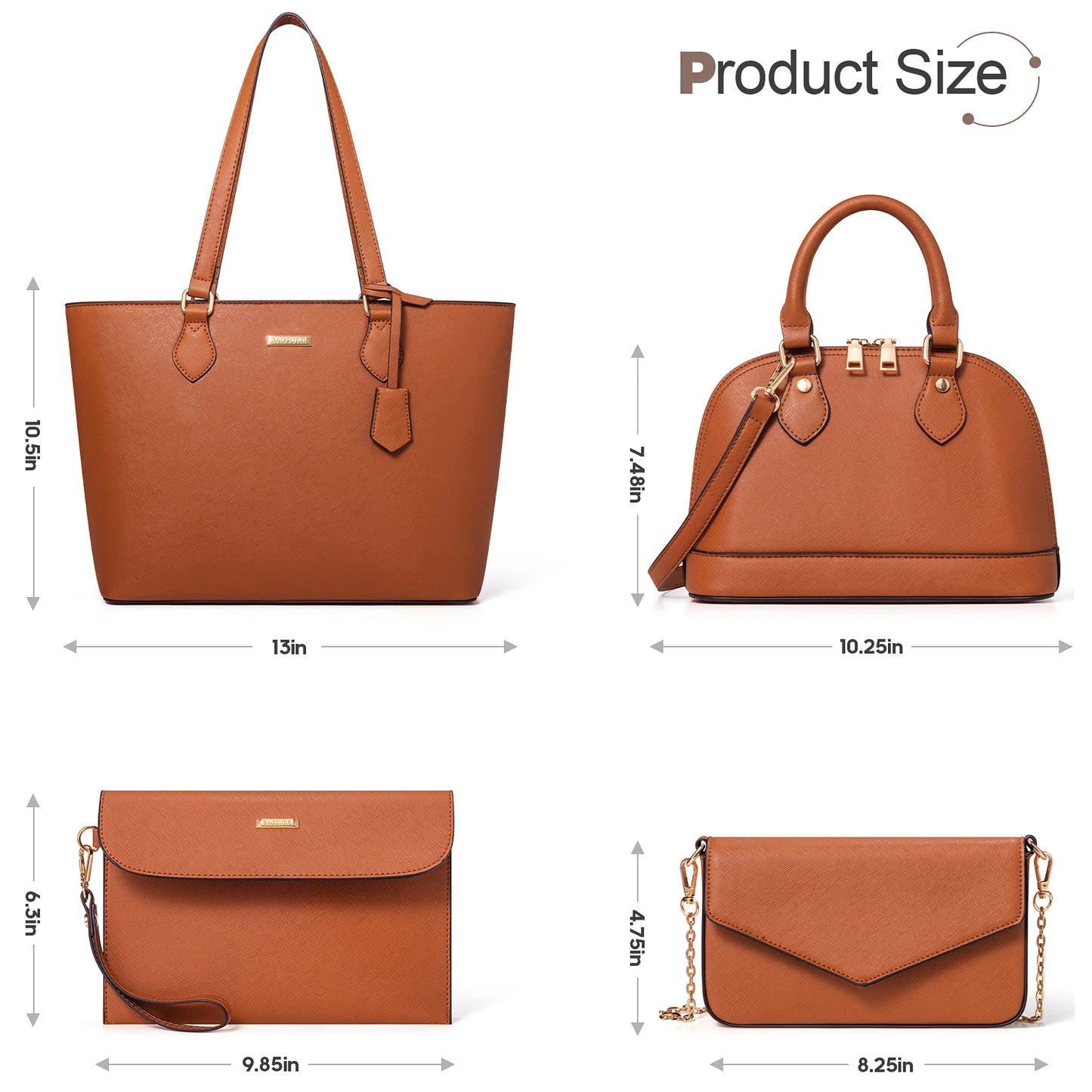 Bagsure Women Handbags Fashion Tote Shoulder Bags Casual Crossbody Bags for Women Handbag Set 4pcs