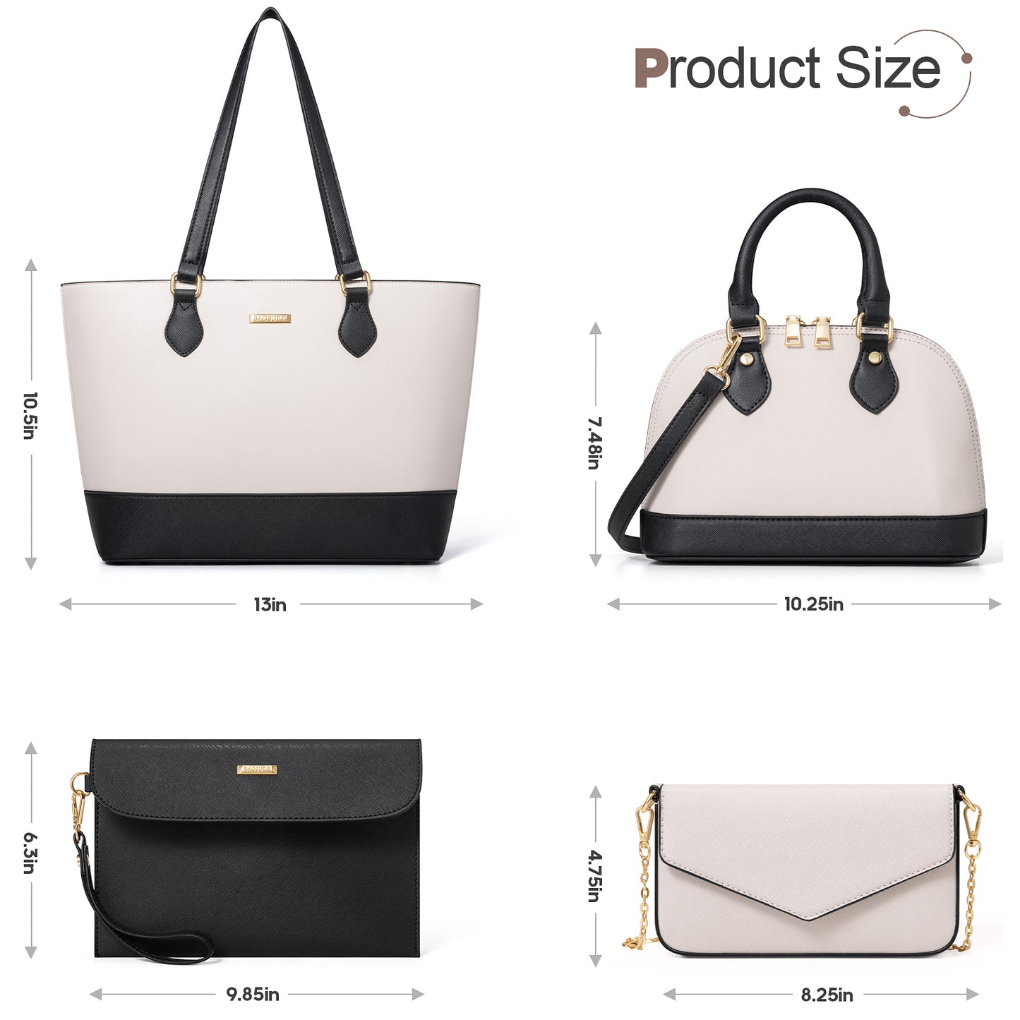 Bagsure Women Handbags Fashion Tote Shoulder Bags Casual Crossbody Bags for Women Handbag Set 4pcs