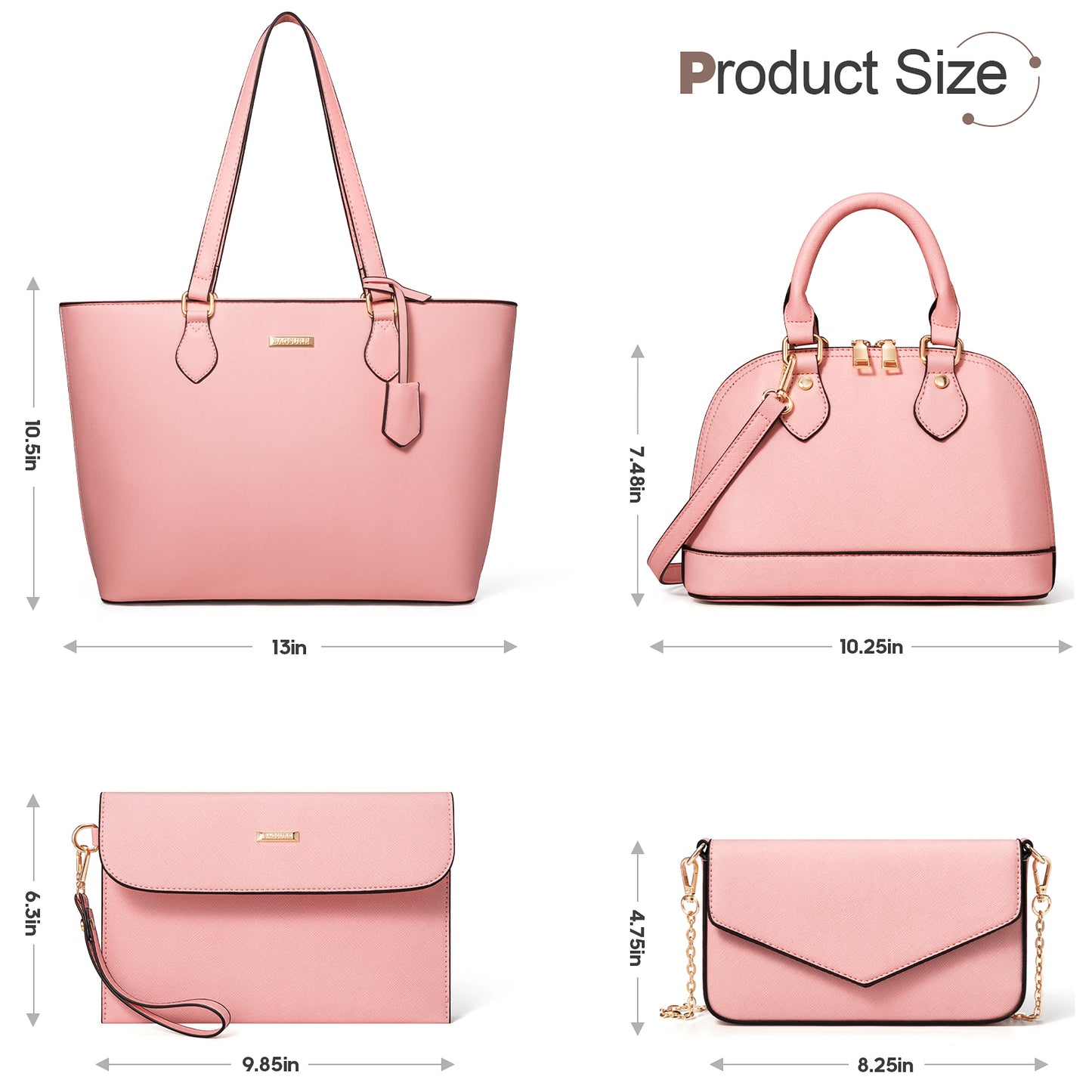 Bagsure Women Handbags Fashion Tote Shoulder Bags Casual Crossbody Bags for Women Handbag Set 4pcs